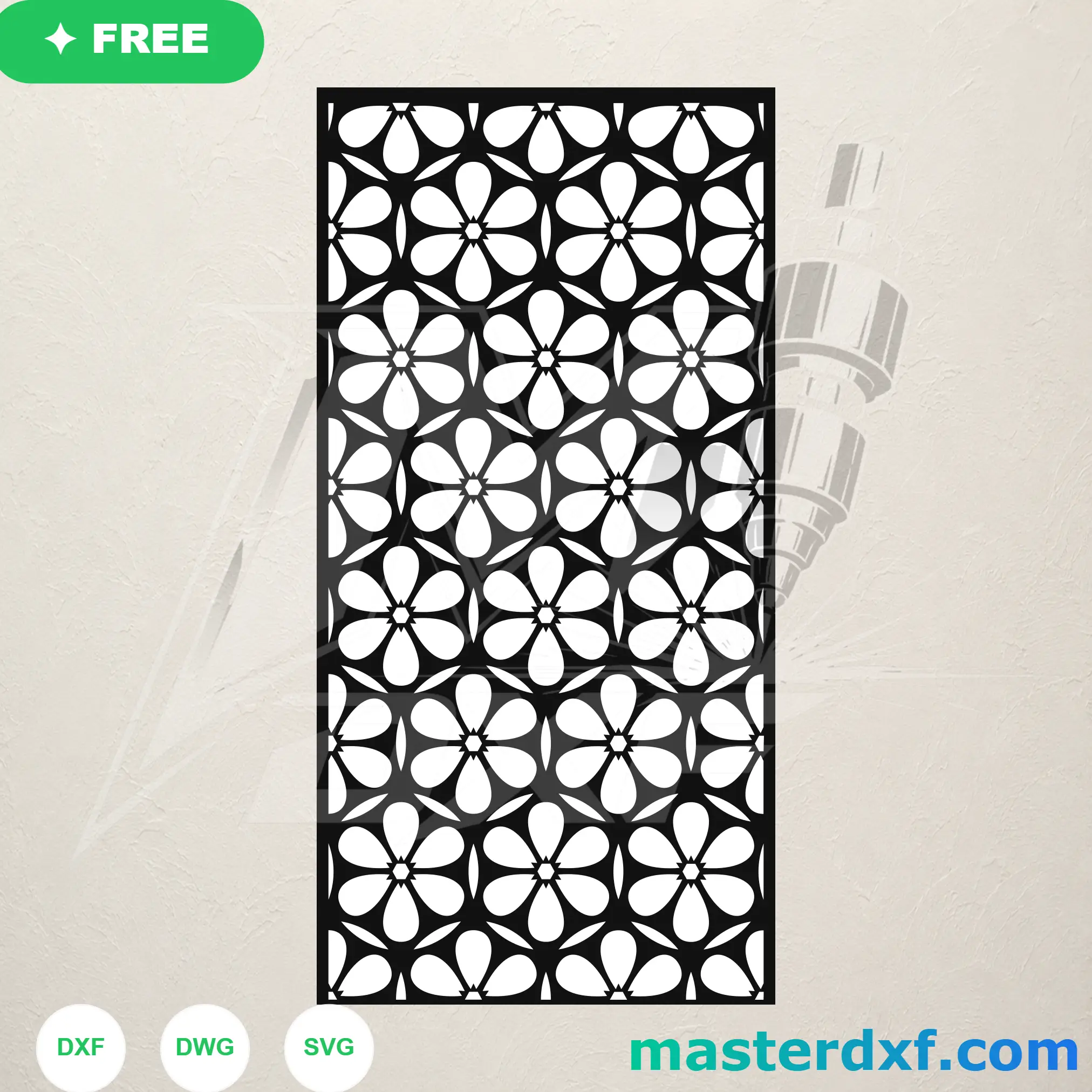 Six-Petal Flower Lattice DXF Pattern for Garden Screens DXF File